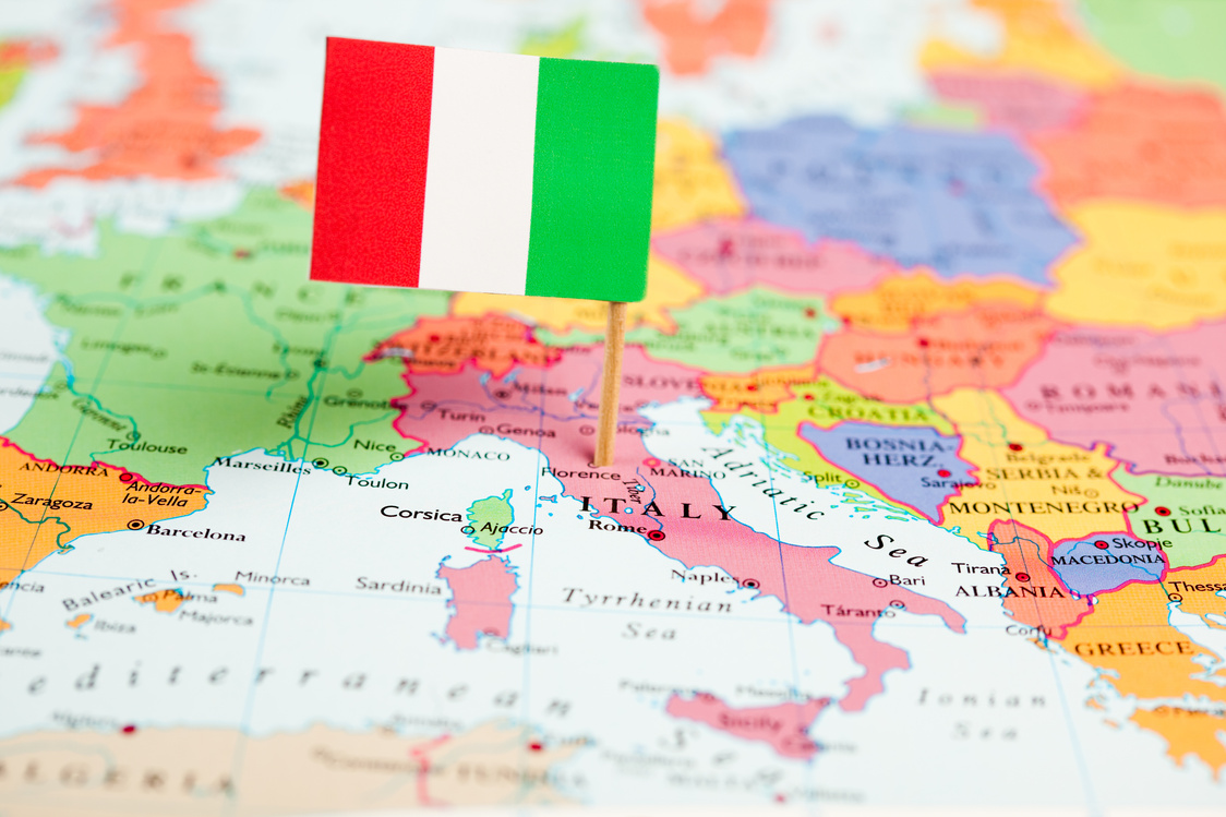 Map and Flag of Italy